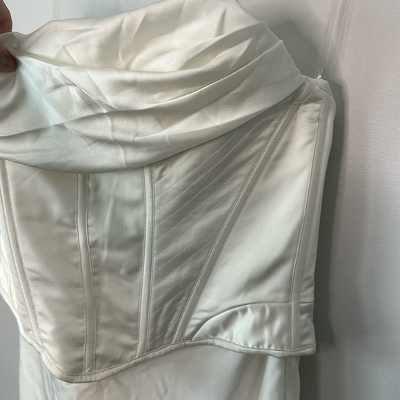 NWT HOUSE OF CB Strapless Ivory Satin Corset Dress - Picture 2 of 10